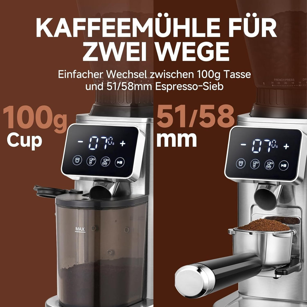 AMZCHEF Kaffeemühle Elektrisch 48 Mahlgrade einstellbar für Espresso, Cold Brew