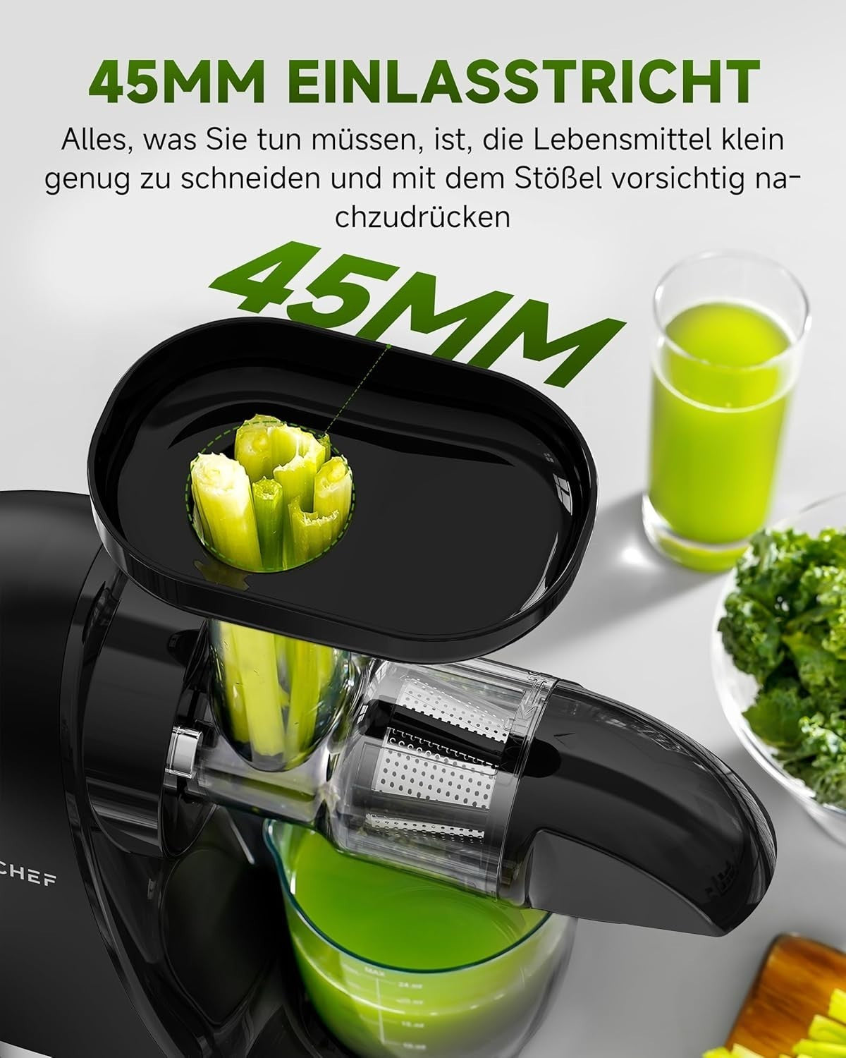 AMZCHEF Entsafter Slow Juicer elektrische Saftpresse nährstoffschonend 4-in-1