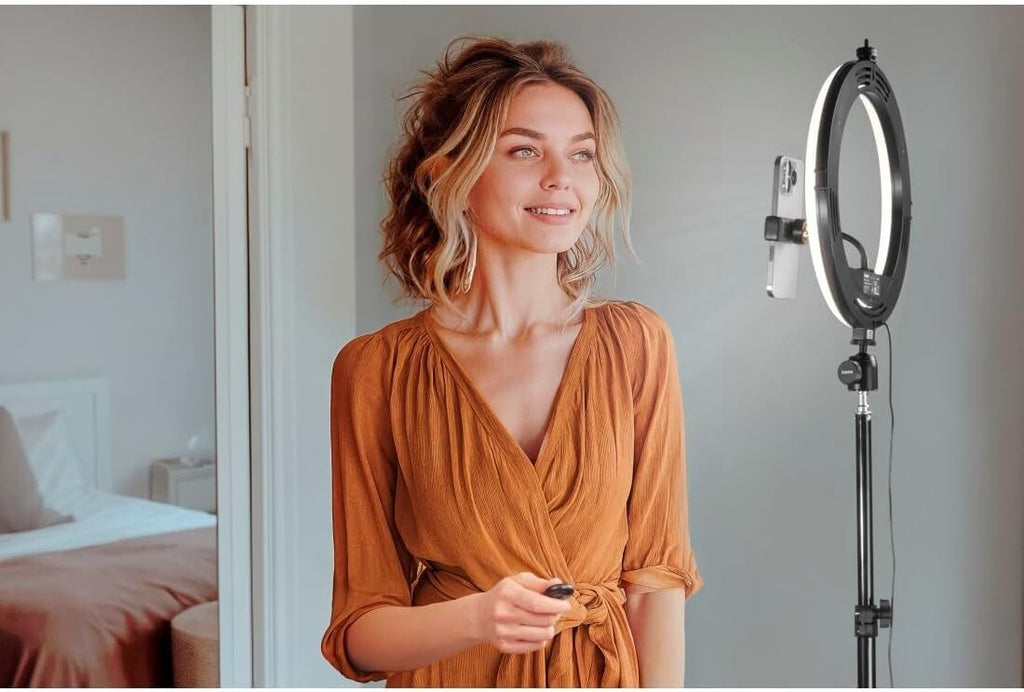 Hama LED-Ringlicht Ringleuchte Spotlight Steady 120 Stativ Handy-Halterung