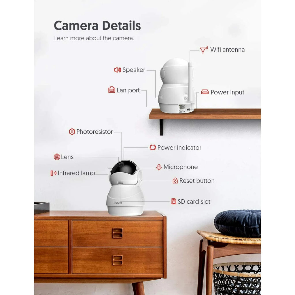 Victure PC530 Überwachungskamera Indoor Baby Monitor 1080P WLAN  Motion Security