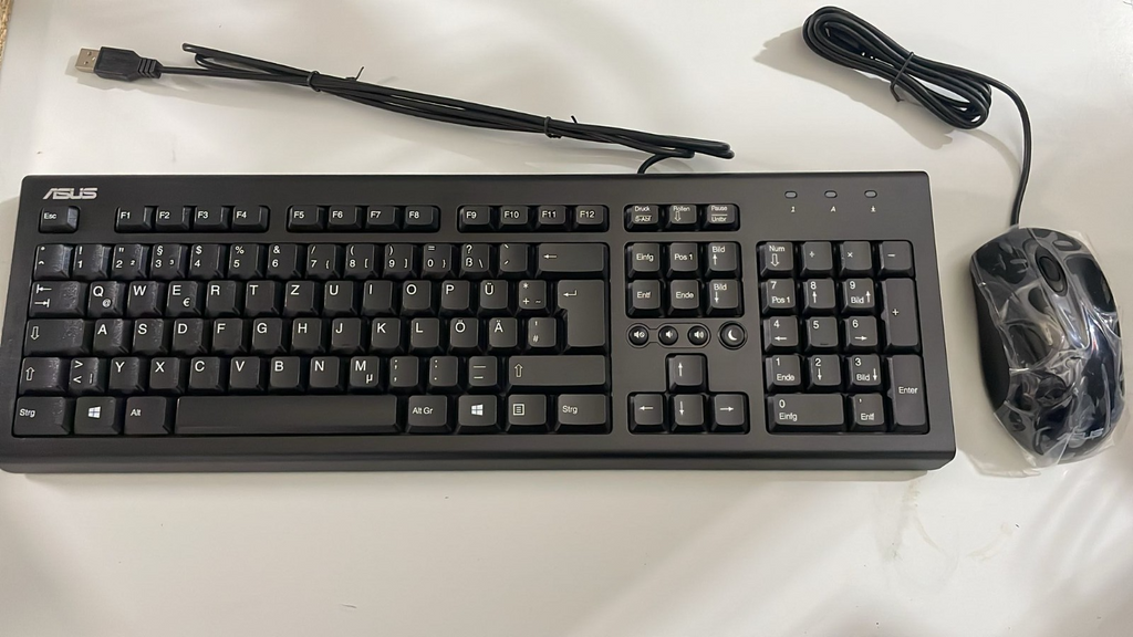 ASUS U2000 Tastatur Maus Set kabelgebunden langlebig Multimedia Hotkeys Deutsch