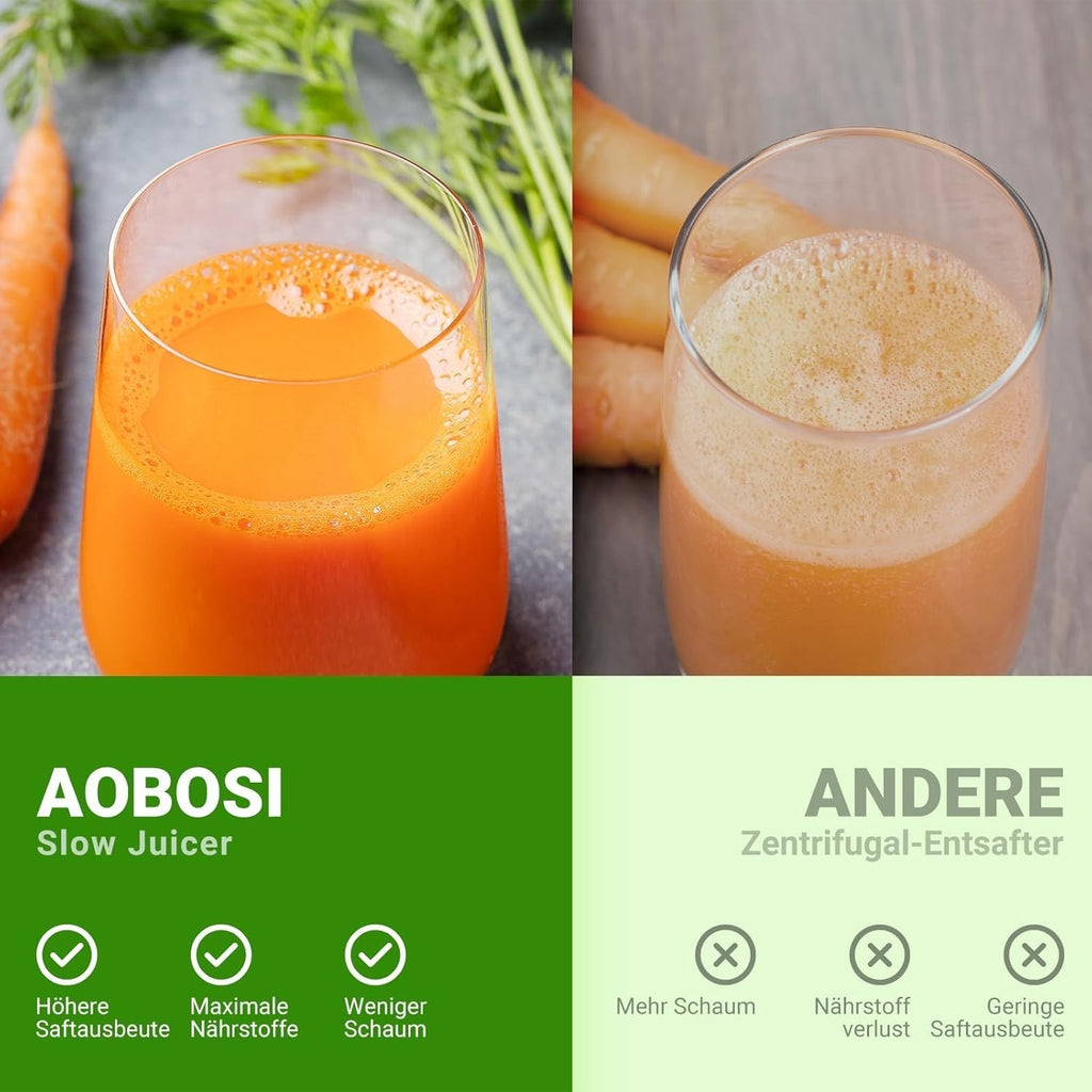 Aobosi Slow Juicer Entsafter 150w  Saftpresse leiser Motor hohe Saftausbeute