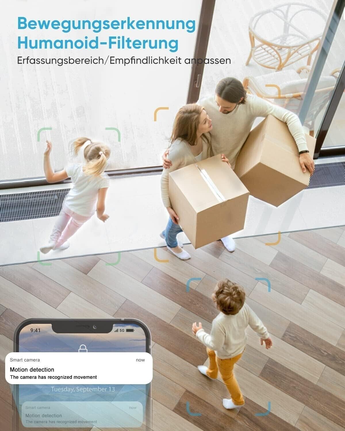 LittleElf Überwachungskamera IP Kamera 2K 360° WLAN Nachtsicht Alexa 2er 4er Set