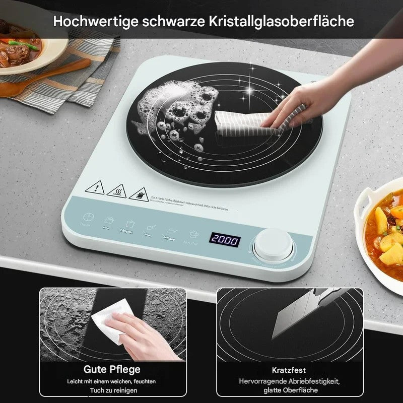 AMZCHEF Induktionskochplatte Einzel Induktionskochfeld 1 Platte Schlankes Design