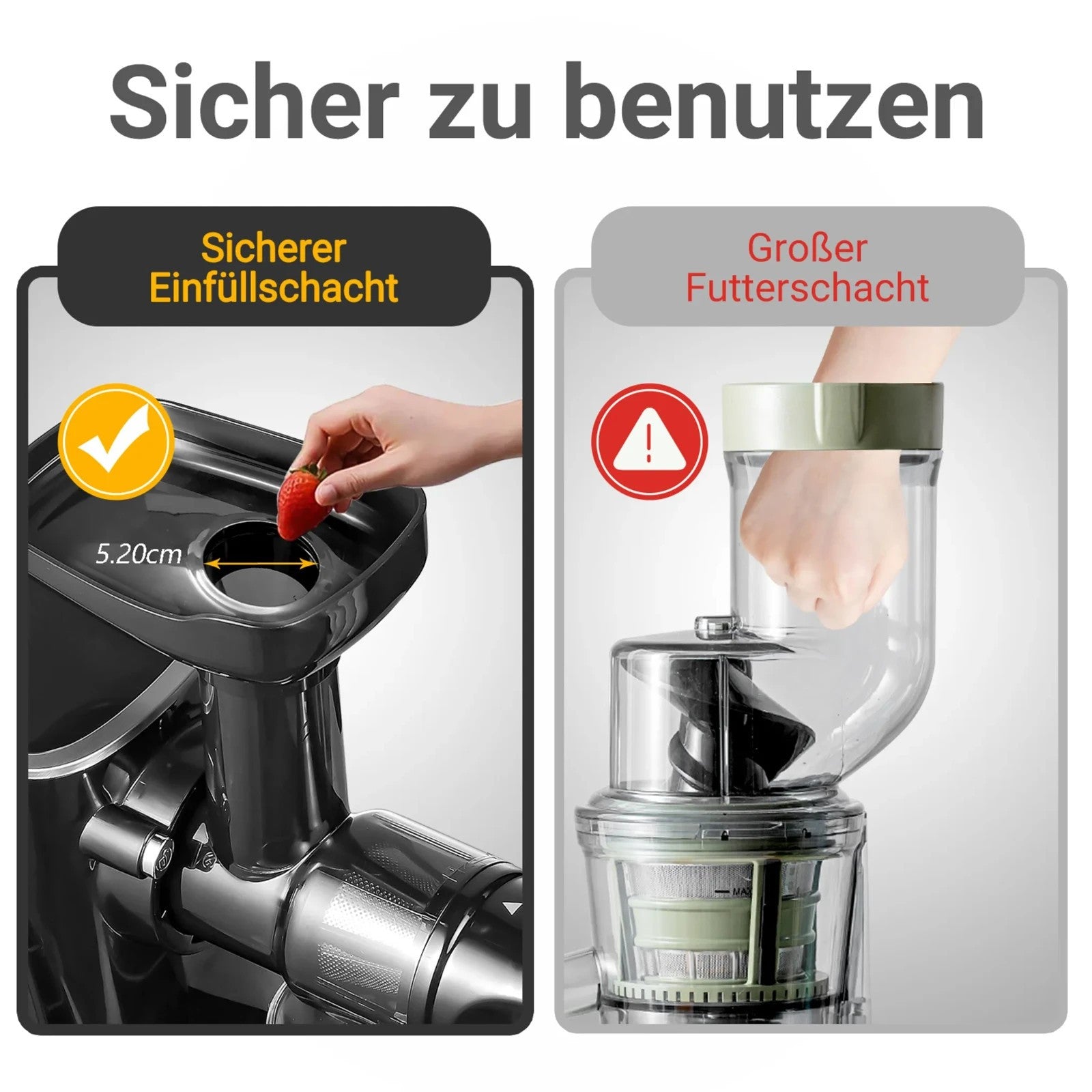 AMZCHEF Slow Juicer Entsafter mit 2 Geschwindigkeitsmodi mit Tragbarer Flasche