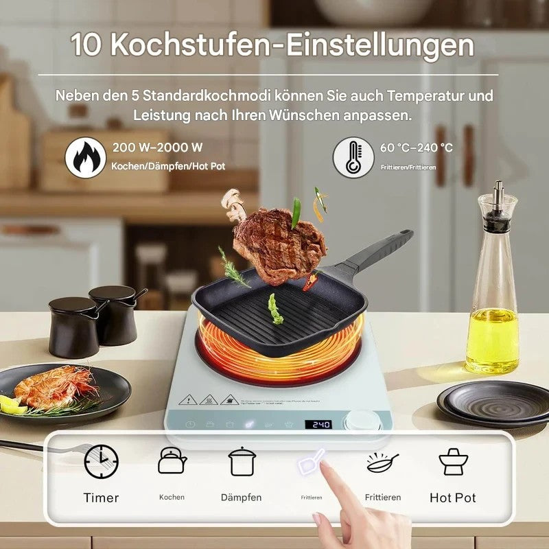 AMZCHEF Induktionskochplatte Einzel Induktionskochfeld 1 Platte Schlankes Design