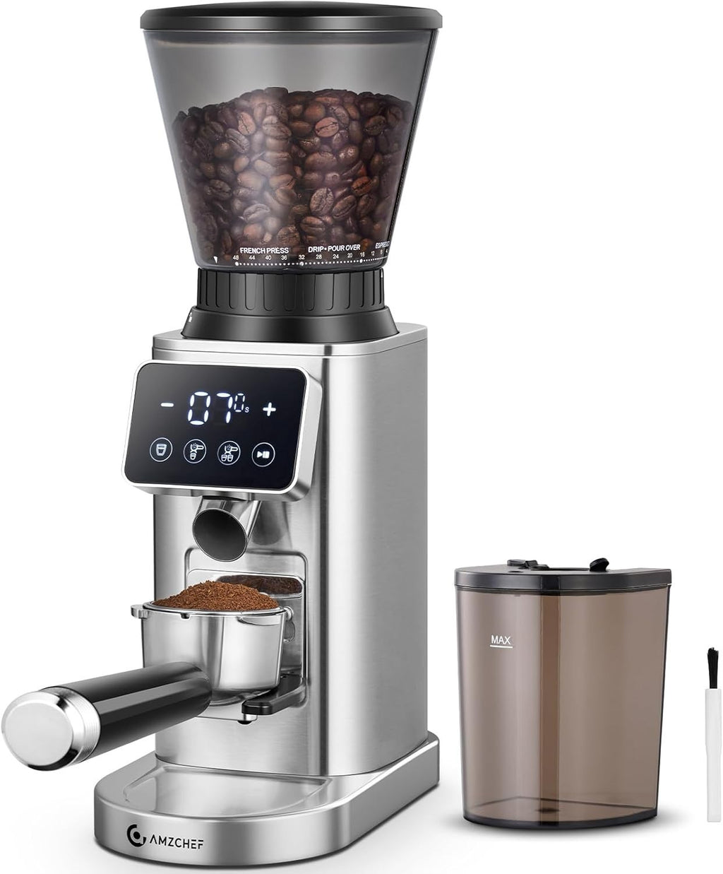AMZCHEF Kaffeemühle Elektrisch 48 Mahlgrade einstellbar für Espresso, Cold Brew