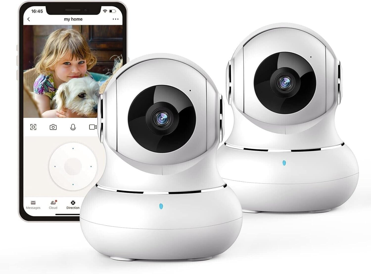 LittleElf Überwachungskamera IP Kamera 2K 360° WLAN Nachtsicht Alexa 2er 4er Set