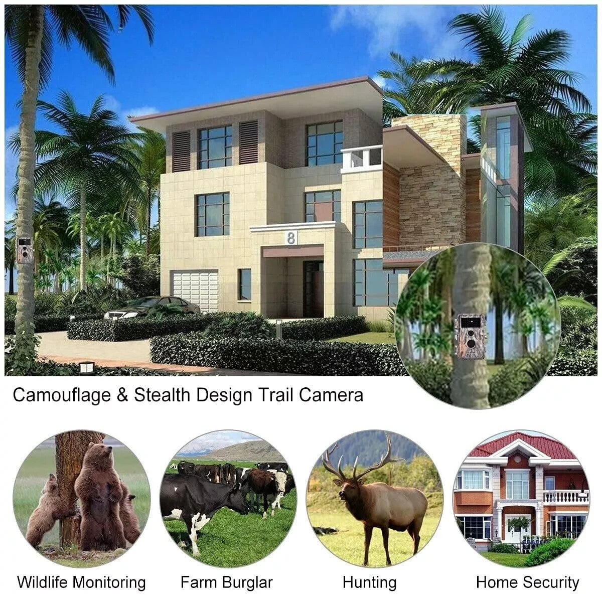 BlazeVideo A252 Wildkamera 24MP 1296P HD Nachtsicht IP66 Outdoor Jagdkamera