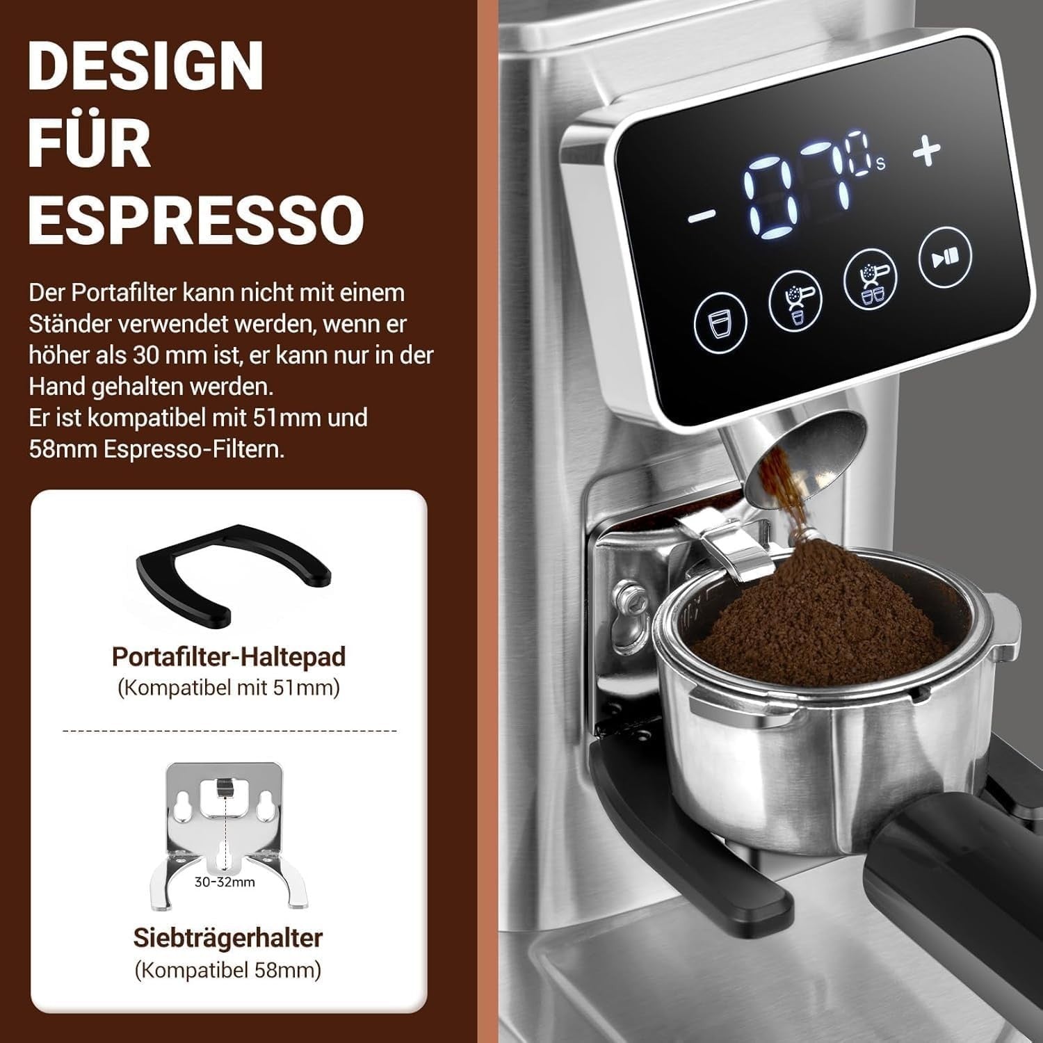 AMZCHEF Kaffeemühle Elektrisch 48 Mahlgrade einstellbar für Espresso, Cold Brew