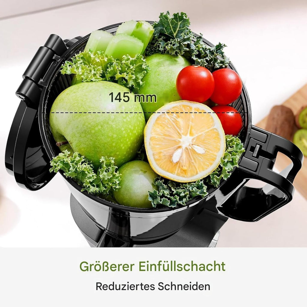 AMZCHEF Automatischer Entsafter  All-In-One Slow Juicer 1,8L 250W  145MM Öffnung