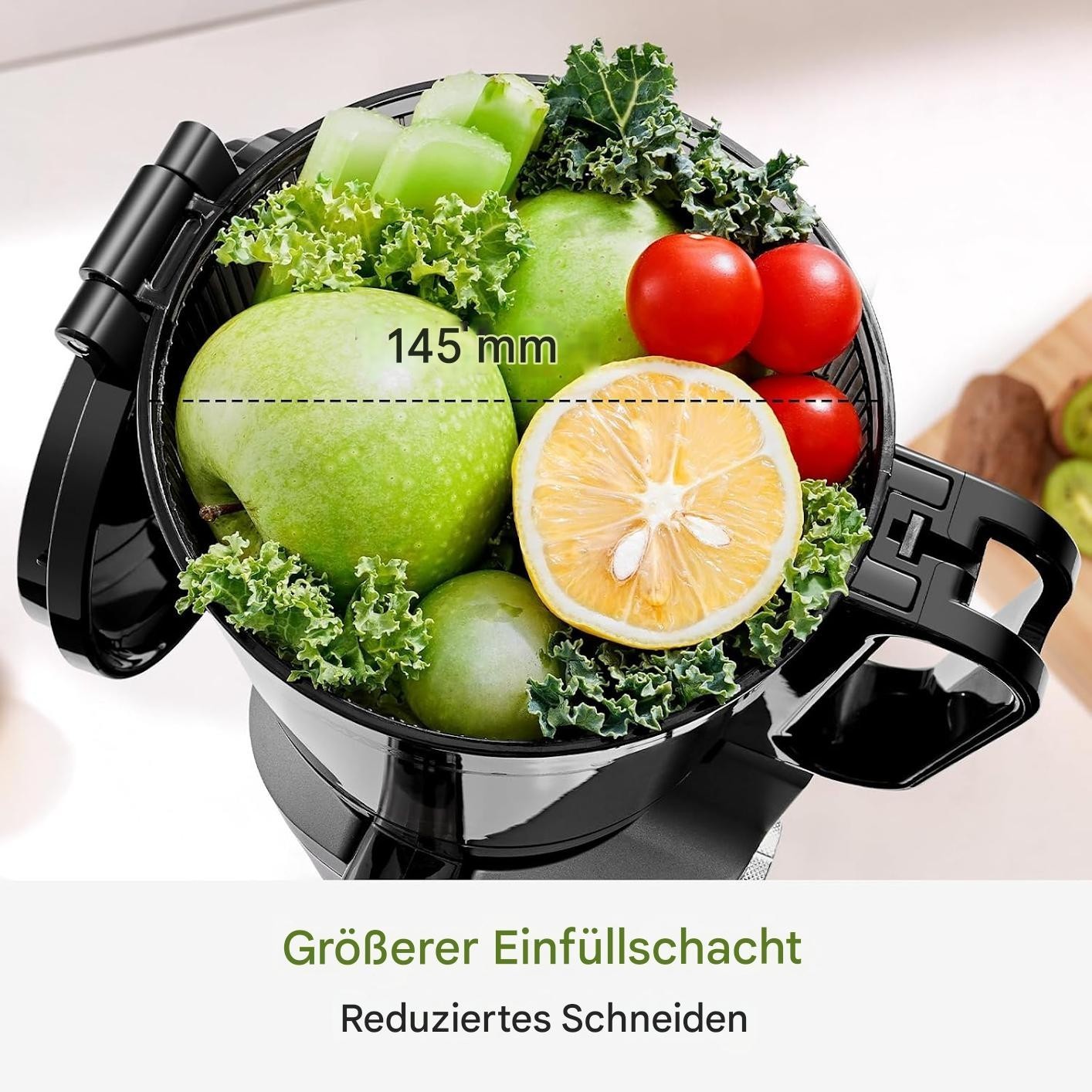 AMZCHEF Automatischer Entsafter  All-In-One Slow Juicer 1,8L 250W  145MM Öffnung
