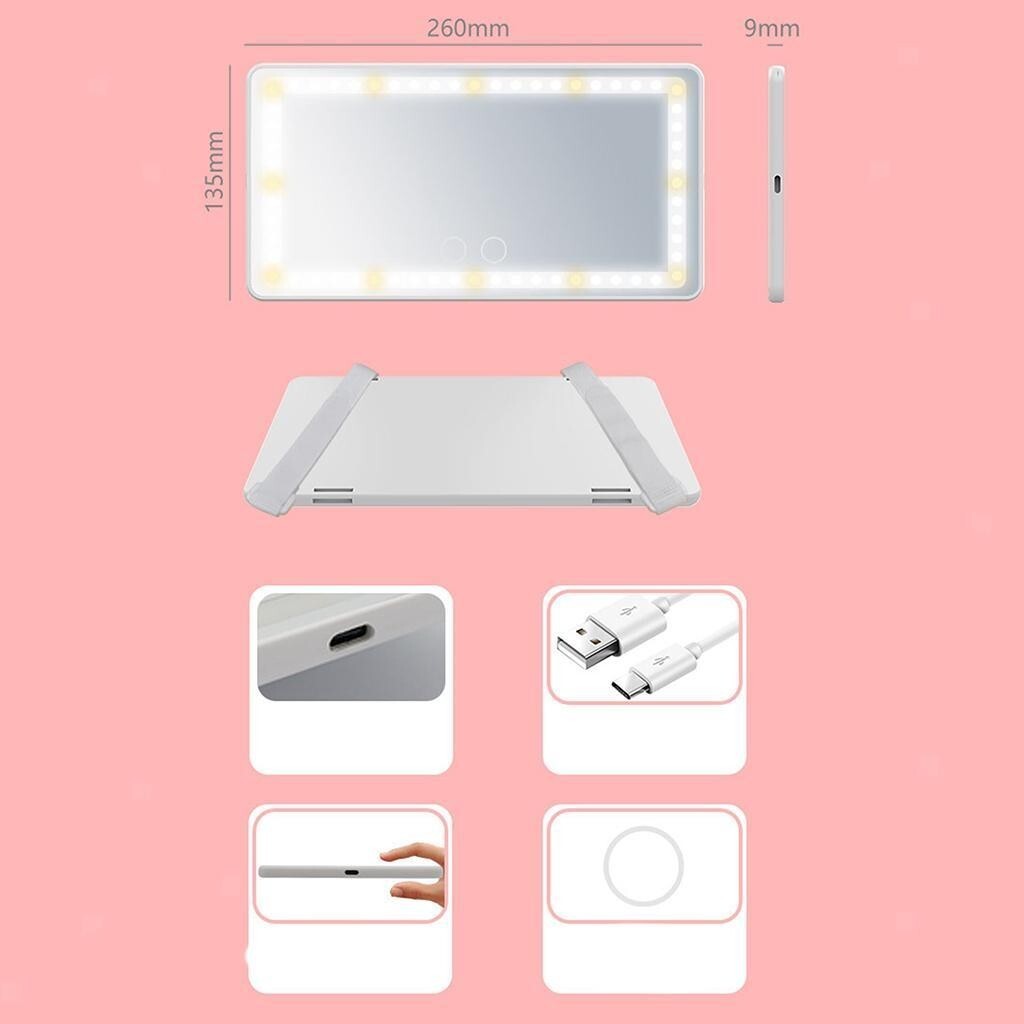 Auto Schminkspiegel LED Beleuchtung Visier Spiegel Touchscreen Makeup Spiegel