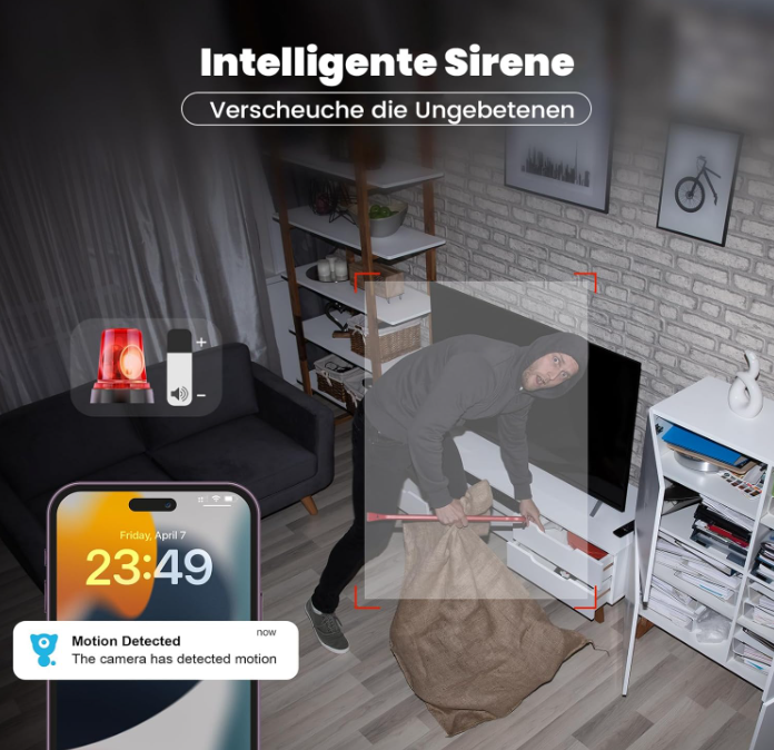 LittleElf WLAN Überwachungskamera IP Kamera 2K 360° Nachtsicht Alexa 2er/4er Set