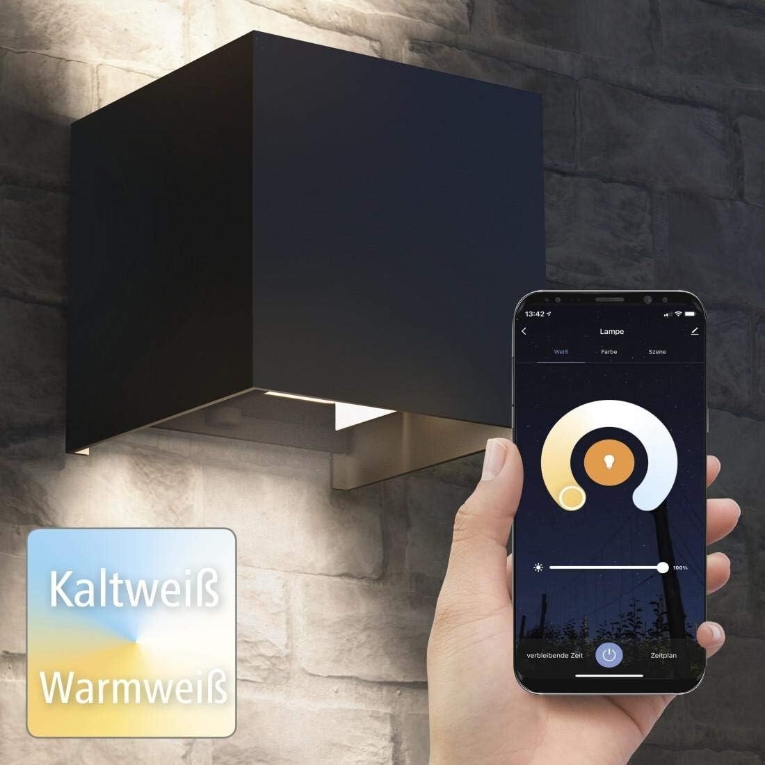 Hama Wandleuchte Wifi LED Smart Home Alexa Google Assistant IP44 dimmbar außen