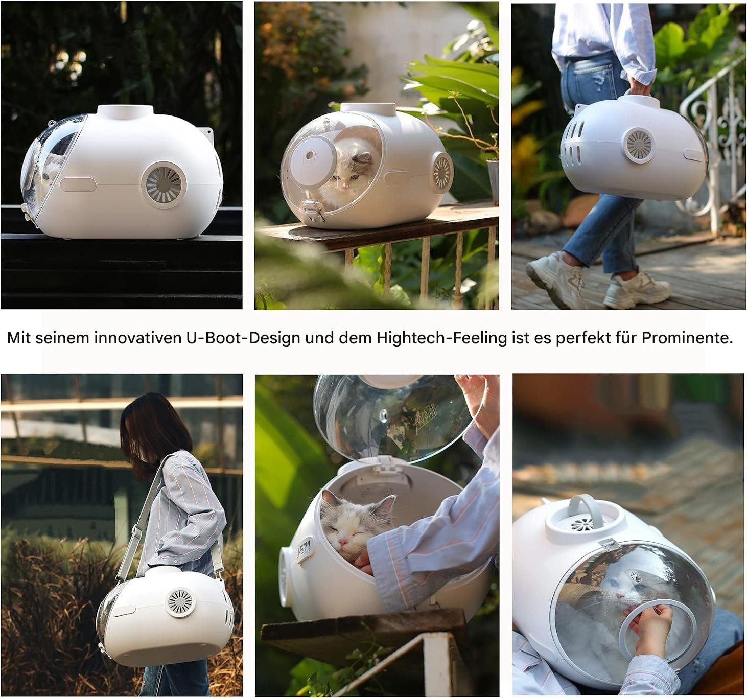 Haustier Transportbox Katzenrucksack Hundetasche mit Ventilator und Licht U-Boot