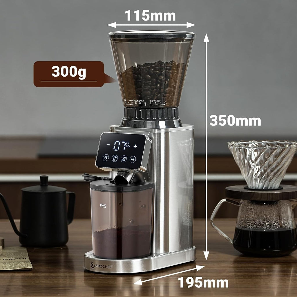 AMZCHEF Kaffeemühle Elektrisch 48 Mahlgrade einstellbar für Espresso, Cold Brew