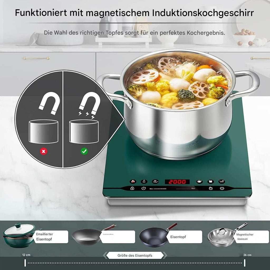 AMZCHEF Induktionskochfeld 2000W  Einzel Kochplatte Induktionskochplatte