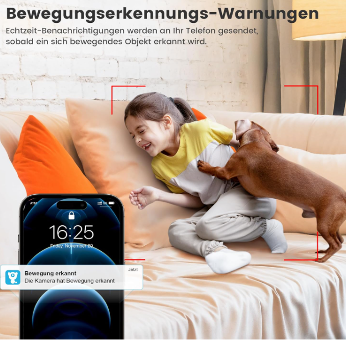 LittleElf WLAN Überwachungskamera IP Kamera 2K 360° Nachtsicht Alexa 2er/4er Set