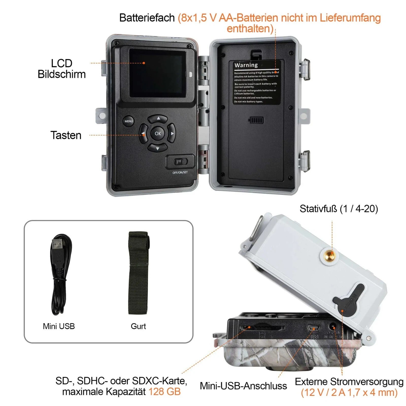 BlazeVideo A252 Wildkamera 48MP 1296P HD Nachtsicht IP66 Outdoor Jagdkamera