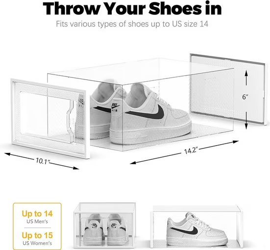 Seespring Stapelbare Schuhboxen Transparent 12er Set Belüftet Schuhaufbewahrung