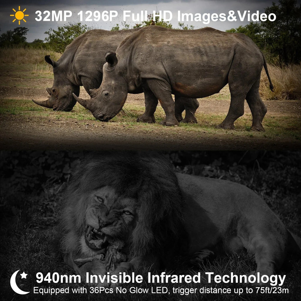 BlazeVideo A252 Wildkamera 24MP 1296P HD Nachtsicht IP66 Outdoor Jagdkamera