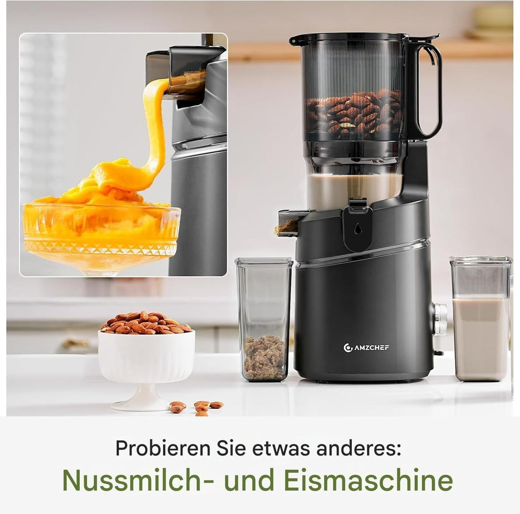 AMZCHEF Automatischer Entsafter  All-In-One Slow Juicer 1,8L 250W  145MM Öffnung