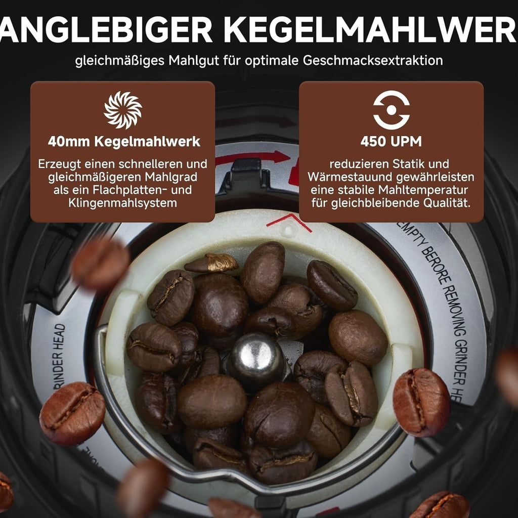 AMZCHEF Kaffeemühle Elektrisch 48 Mahlgrade einstellbar für Espresso, Cold Brew