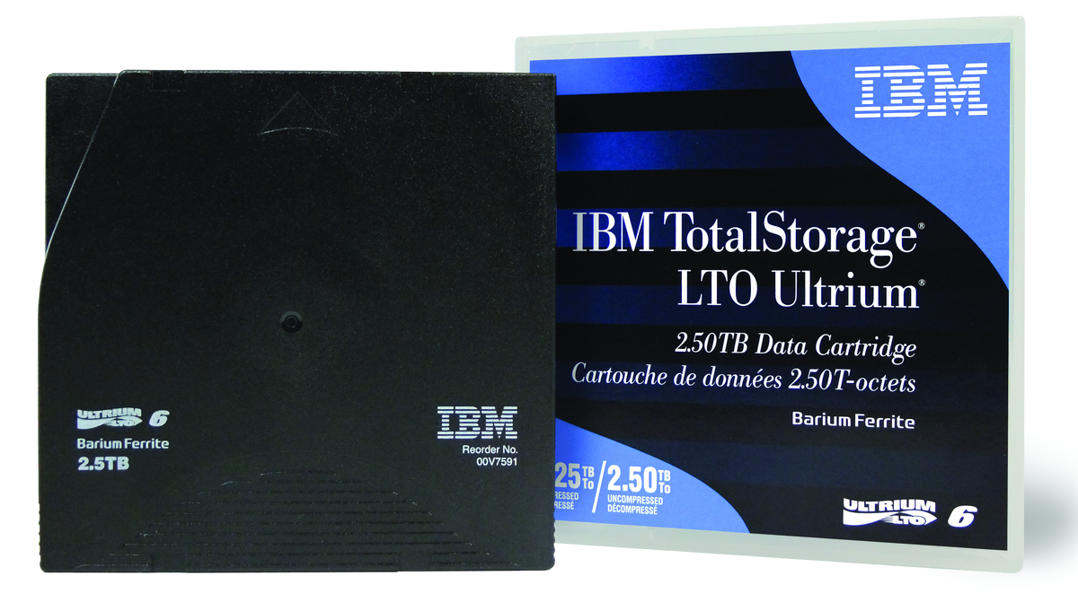 IBM LTO Ultrium 6 Datenkassette 00V7590 2,5TB/6,25TB Barium-Ferrit Puffer Backup