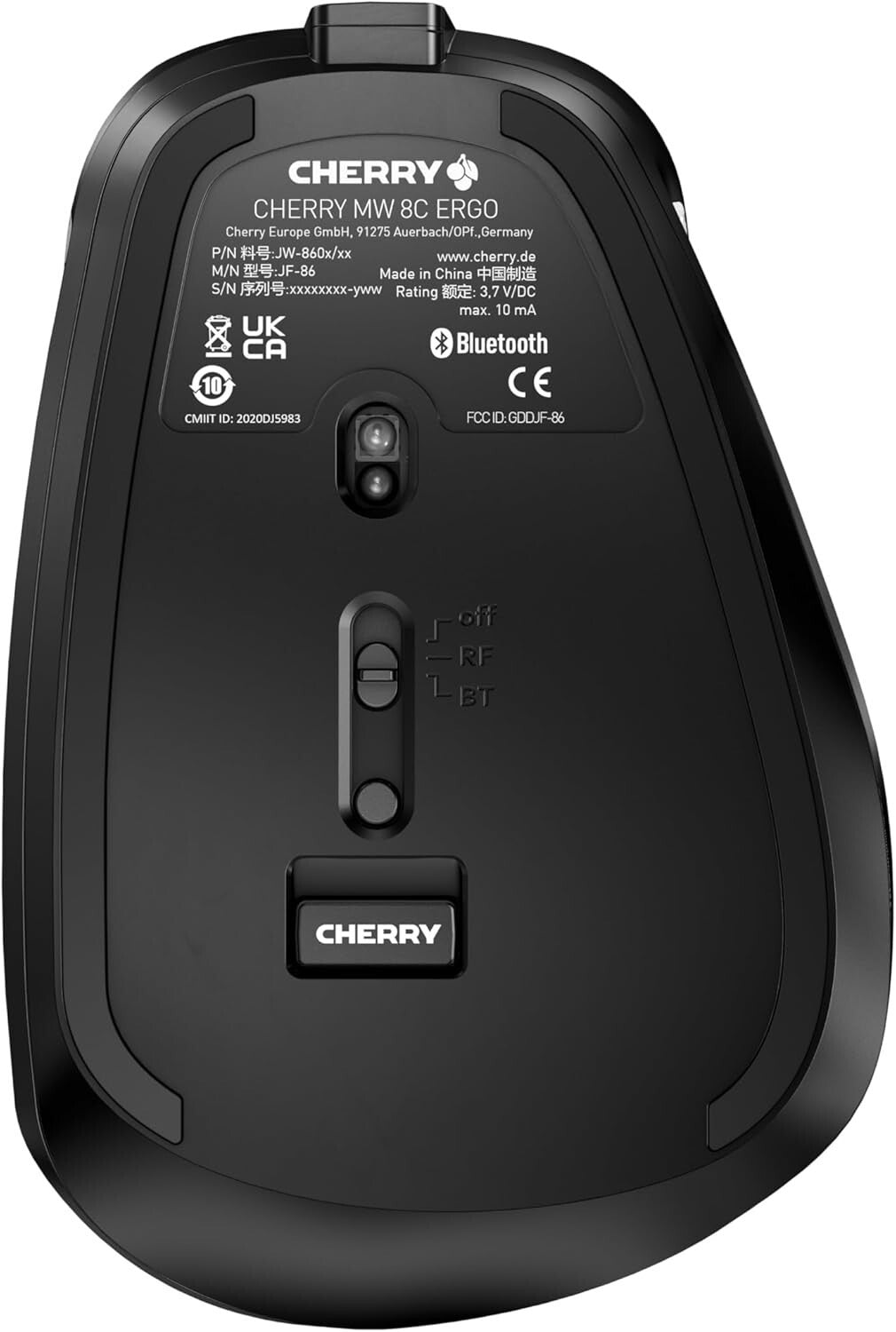 CHERRY MW 8C ERGO Kabellose Ergonomische Maus Bluetooth & 2.4 GHz 3000 DPI USB-C