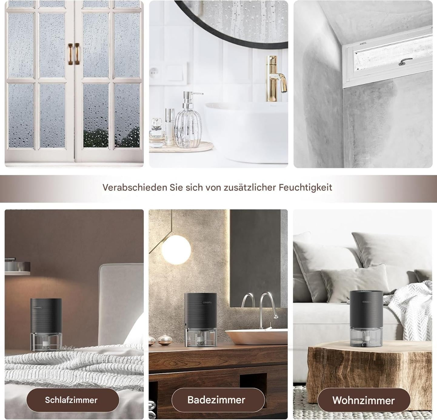 Conopu Elektrischer Luftentfeuchter 300 ml/Tag kompakt energiesparend leise