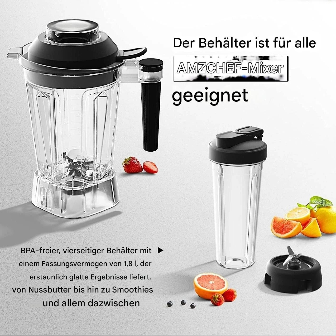 AMZCHEF Hochleistungsmixer 2IN1 Mixer mit 1850 ml und 600 ml Behälter 2000 Watt