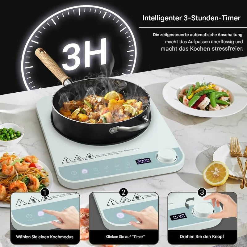 AMZCHEF Induktionskochplatte Einzel Induktionskochfeld 1 Platte Schlankes Design