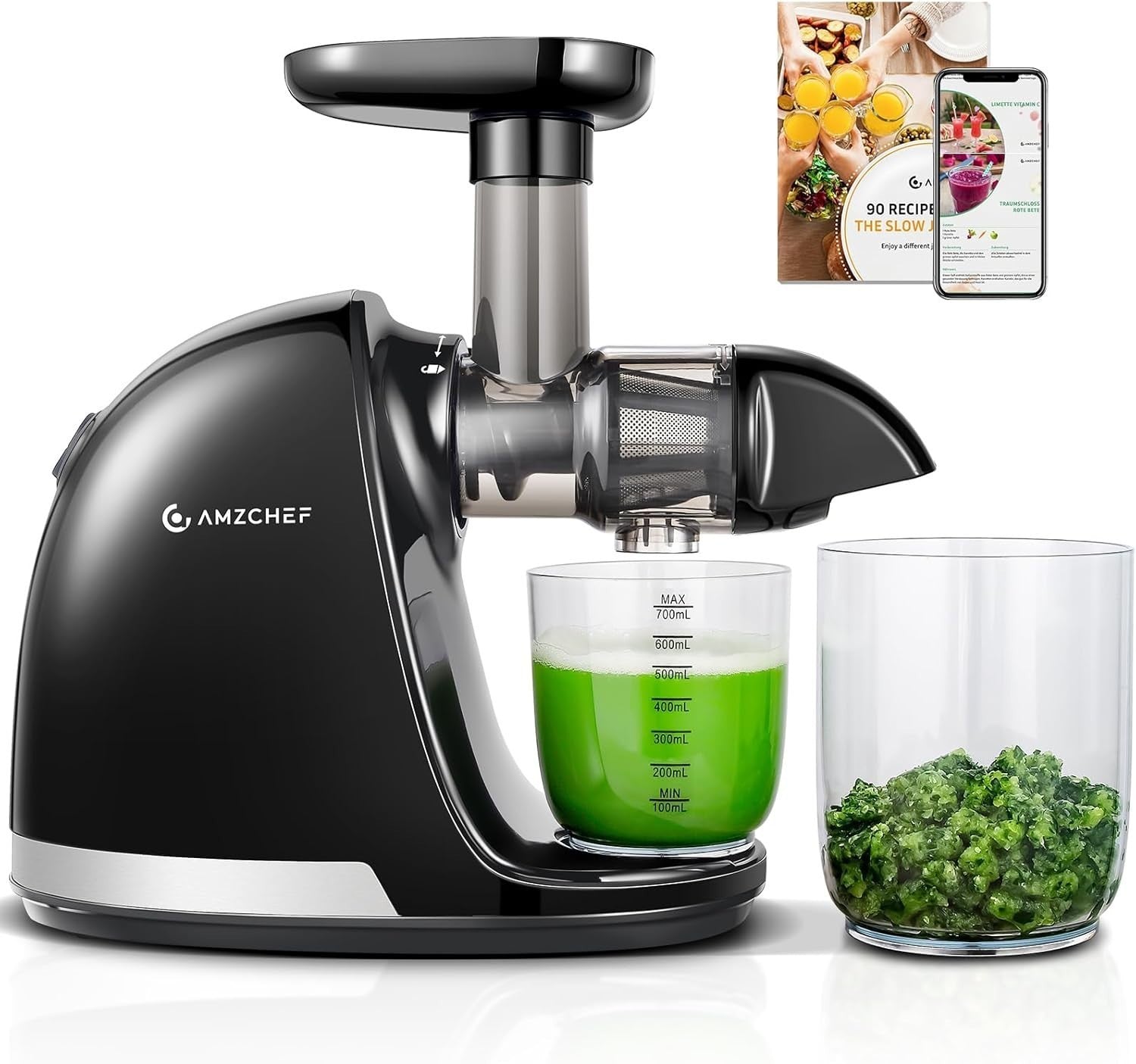 AMZCHEF Entsafter Slow Juicer elektrische Saftpresse nährstoffschonend 4-in-1