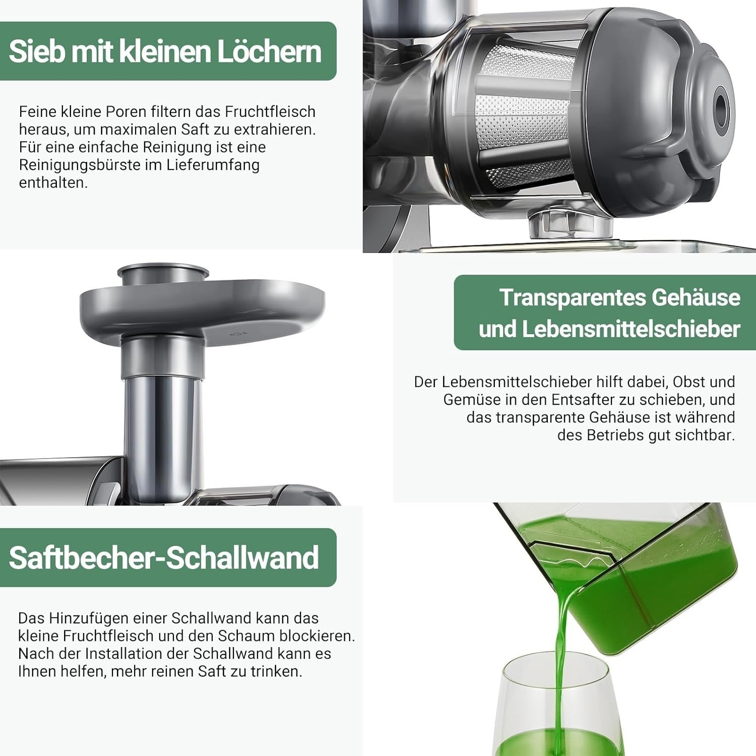 Aobosi Slow Juicer Entsafter 150w  Saftpresse leiser Motor hohe Saftausbeute