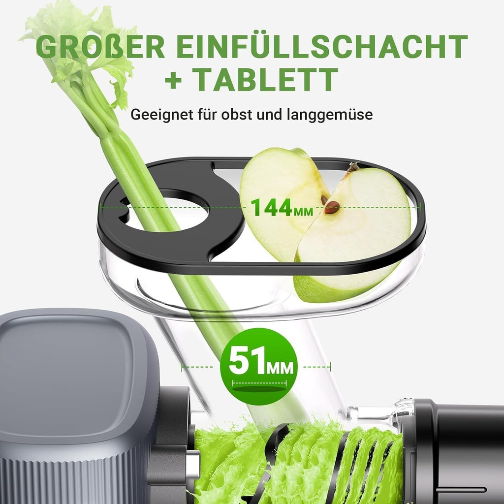 AMZCHEF Kompakt Entsafter Slow Juicer  Gemüse und Obst mit Zwei Zuführungsmodi