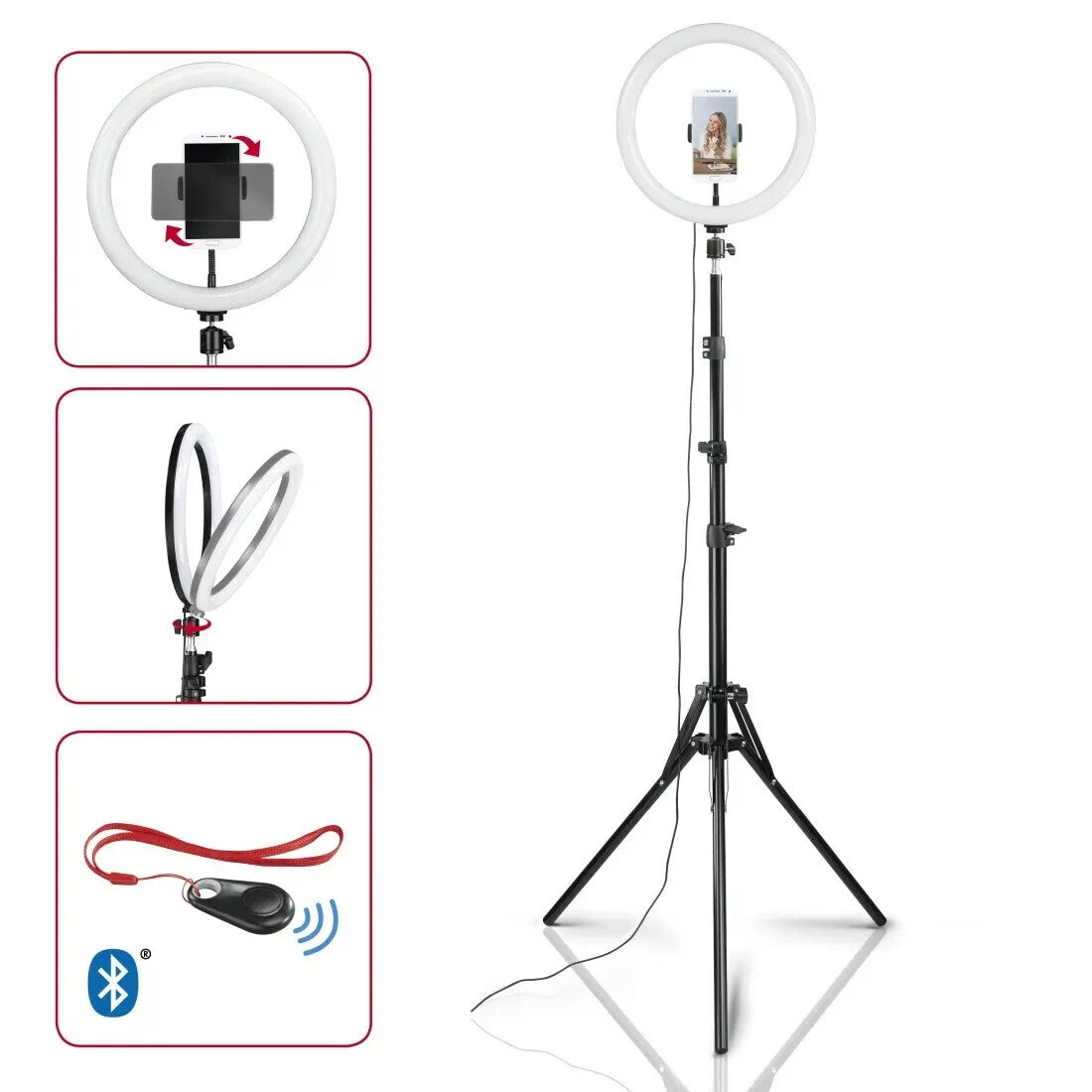 Hama LED-Ringlicht Ringleuchte Spotlight Steady 120 Stativ Handy-Halterung