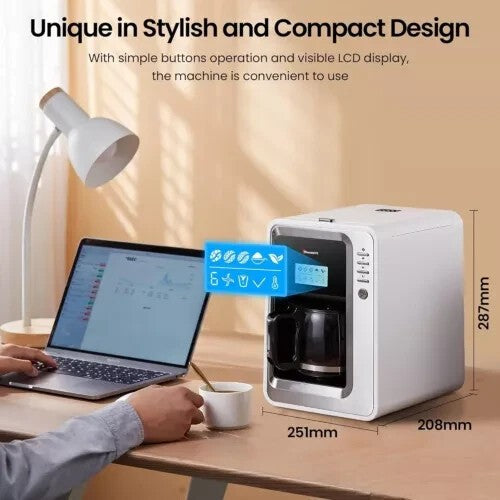 Hauswirt Kaffeemaschine Filterkaffee Mahlwerk einstellbar Warmhalteplatte Weiß