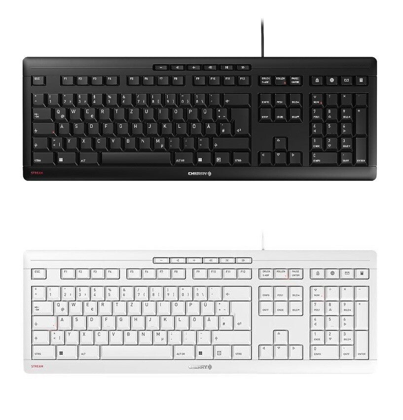 CHERRY STREAM Keyboard PC Tastatur USB abriebfest ergonomisch LED Tasten Büro