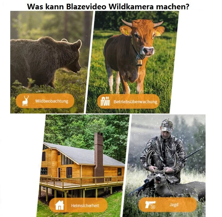 BlazeVideo A252 Wildkamera 32MP 1296P HD Nachtsicht IP66 Outdoor Jagdkamera