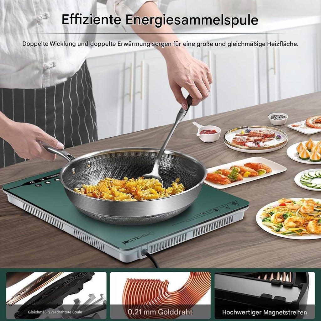 AMZCHEF Induktionskochfeld 2000W  Einzel Kochplatte Induktionskochplatte