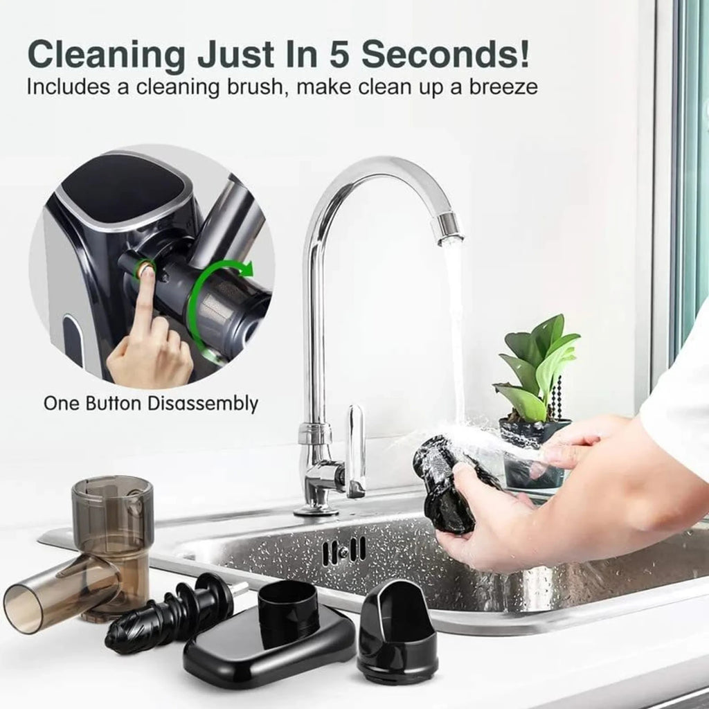 AMZCHEF Slow Juicer Entsafter mit 2 Geschwindigkeitsmodi mit Tragbarer Flasche