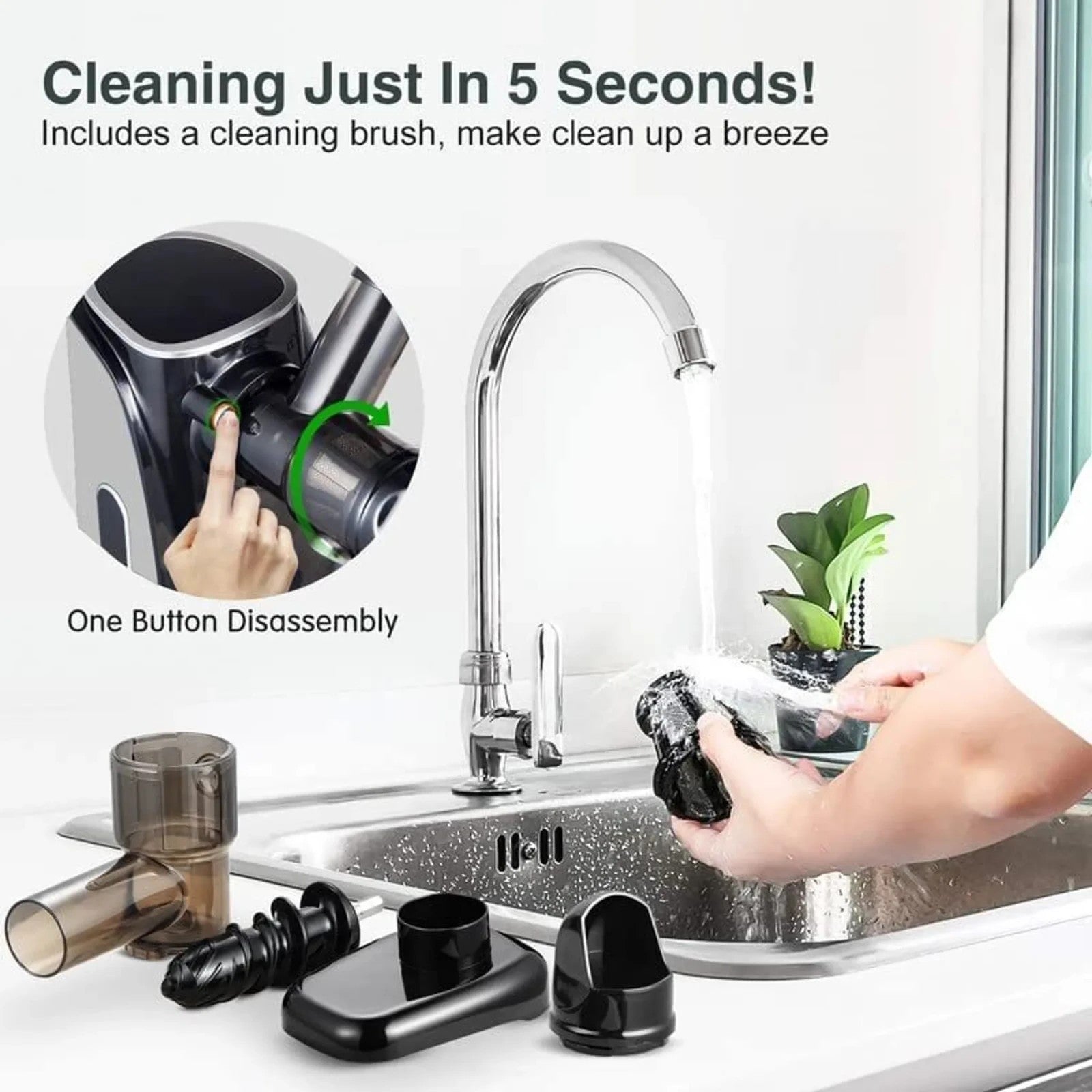 AMZCHEF Slow Juicer Entsafter mit 2 Geschwindigkeitsmodi mit Tragbarer Flasche