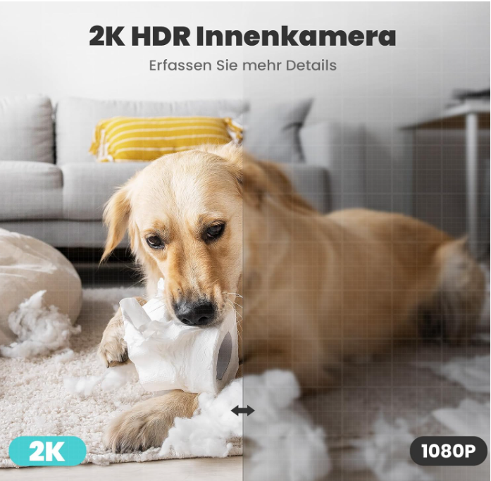 LittleElf WLAN Überwachungskamera IP Kamera 2K 360° Nachtsicht Alexa 2er/4er Set