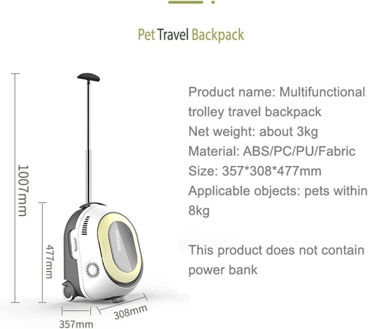 Haustier Trolley Katzenrucksack Hundetransport Tasche Pet Carrier Belüftung