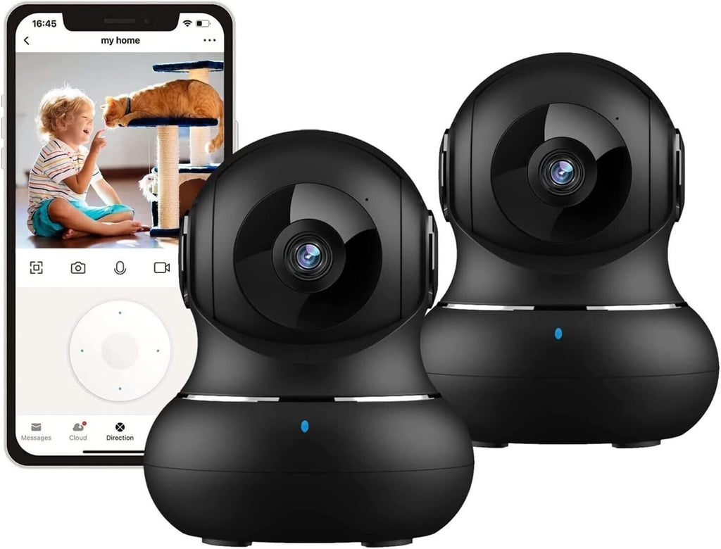 LittleElf WLAN Überwachungskamera IP Kamera 2K 360° Nachtsicht Alexa 2er/4er Set