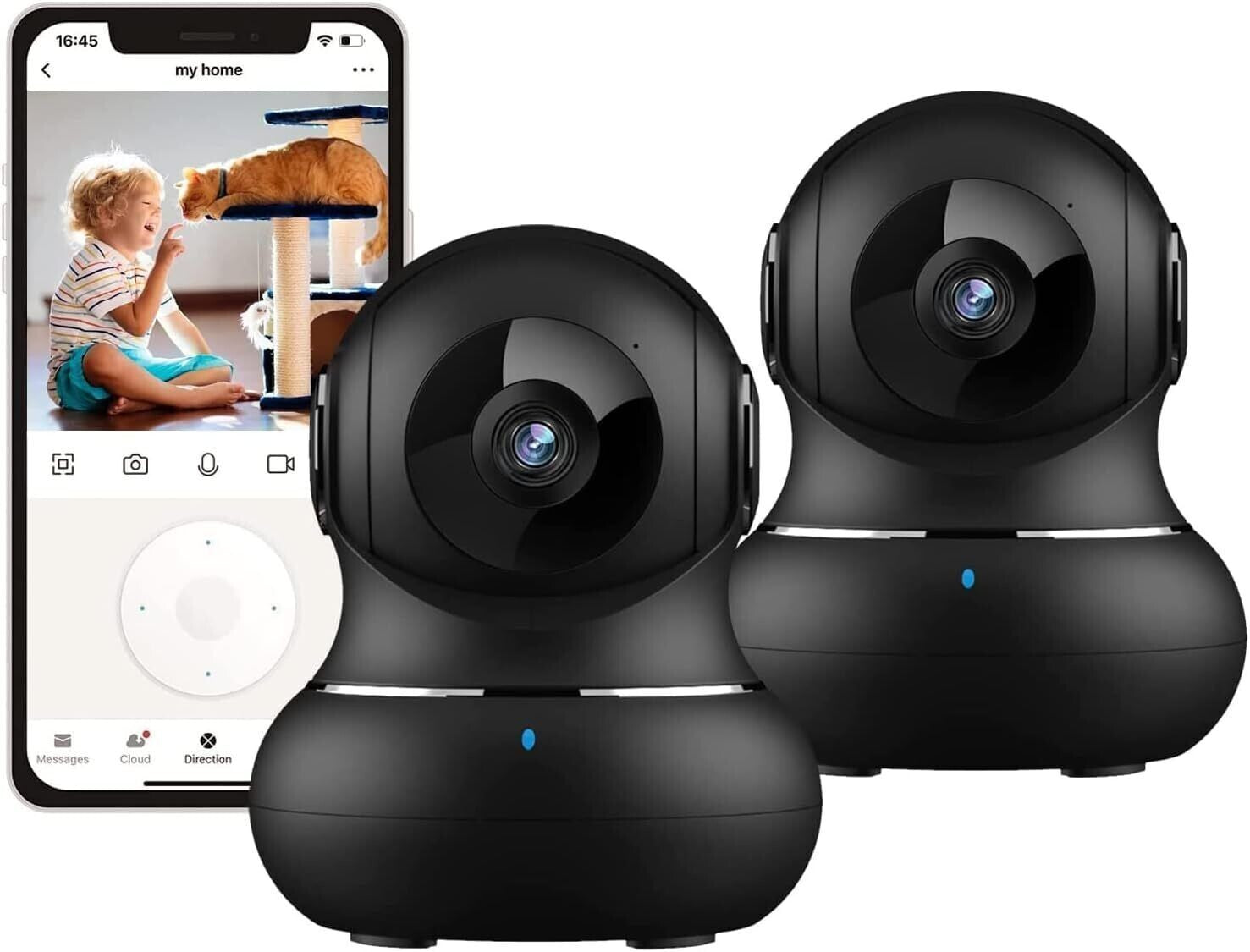 LittleElf WLAN Überwachungskamera IP Kamera 2K 360° Nachtsicht Alexa 2er/4er Set