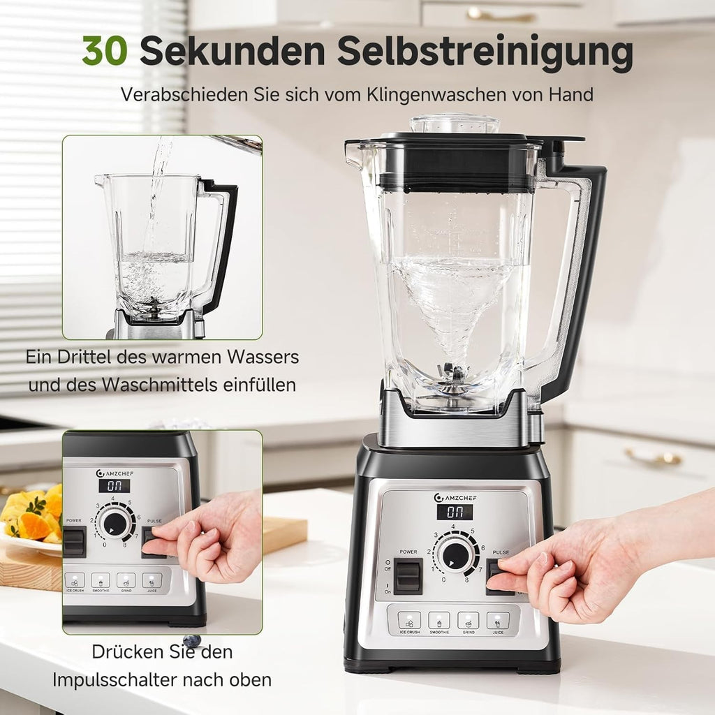 AMZCHEF Standmixer Hochleistungsmixer 2L Mixer Blender mit 8 Geschwindigkeiten