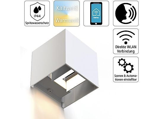 Hama Wandleuchte Wifi LED Smart Home Alexa IP44 dimmbar innen außen per App