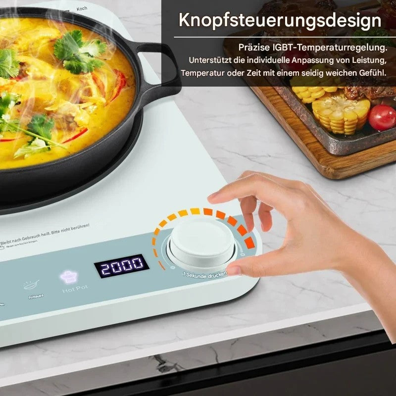 AMZCHEF Induktionskochplatte Einzel Induktionskochfeld 1 Platte Schlankes Design